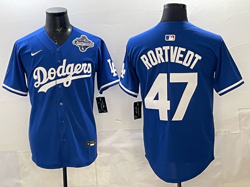 Men 2025 Los Angeles Dodgers #47 Rortvedt Blue Game Nike MLB Jersey style 0014->los angeles dodgers->MLB Jersey